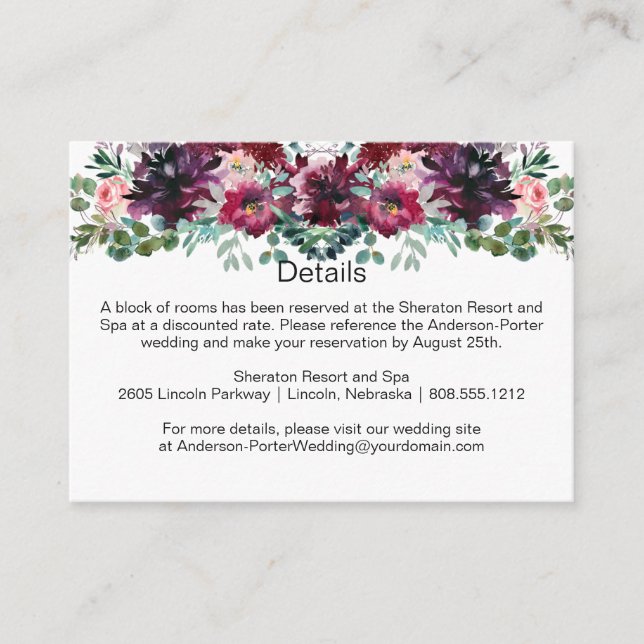 Cartes d'encart en spray Rose Mauve Rouge Pourpre (Devant)
