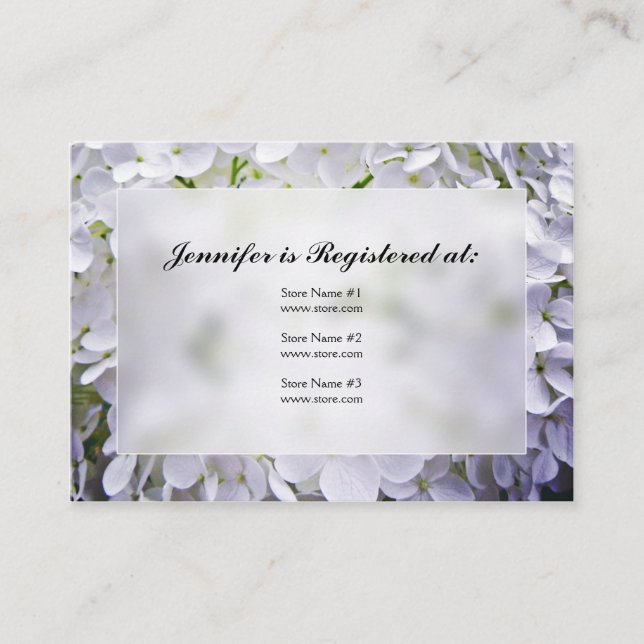Cartes d'enregistrement du Baby shower Hydrangea (Devant)