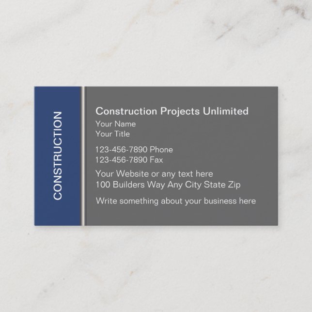 Cartes d'entreprise de construction (Devant)