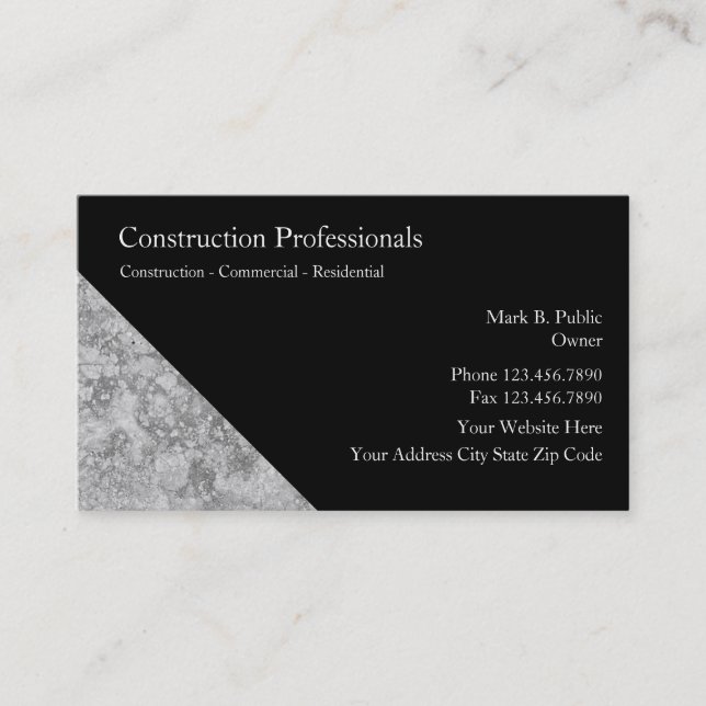 Cartes d'entreprise de construction (Devant)