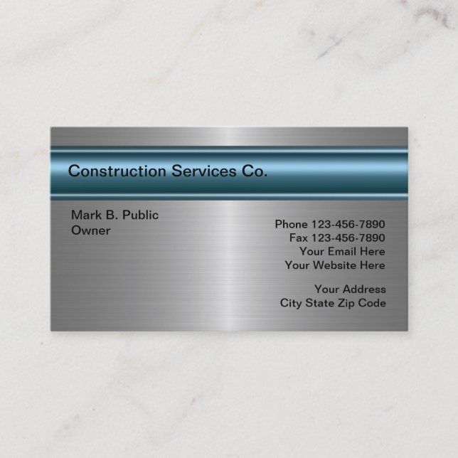 Cartes d'entreprise de construction (Devant)
