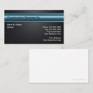 Cartes d'entreprise de construction