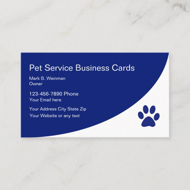 Cartes d'entreprise de services d'animal familier (Devant)