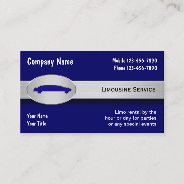 Cartes d'entreprise de services de limousine (Devant)