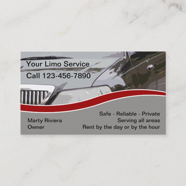 Cartes d'entreprise de services de limousine (Devant)