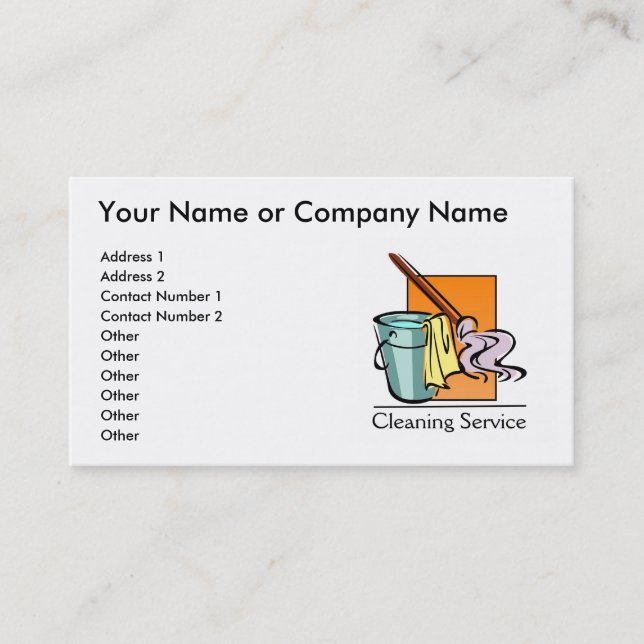Cartes d'entreprise de services de nettoyage (Devant)