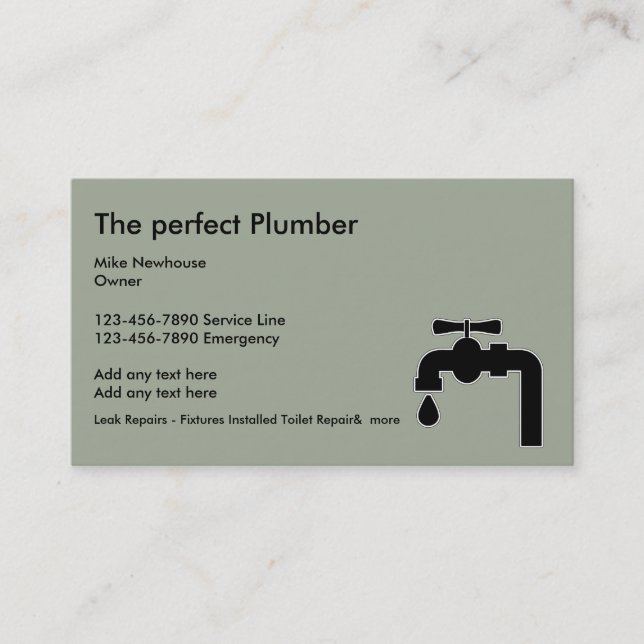 Cartes d'entreprise de services de plombier (Devant)