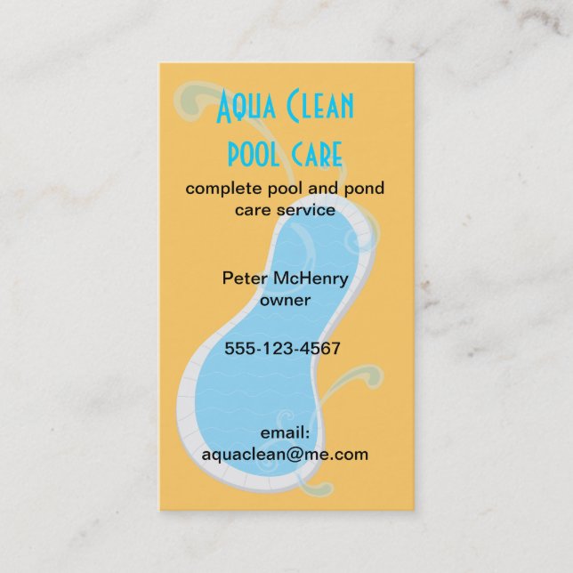 Cartes d'entreprise de services de soin de piscine (Devant)