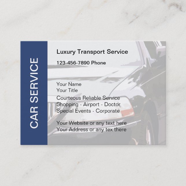 Cartes d'entreprise de services de voiture de taxi (Devant)