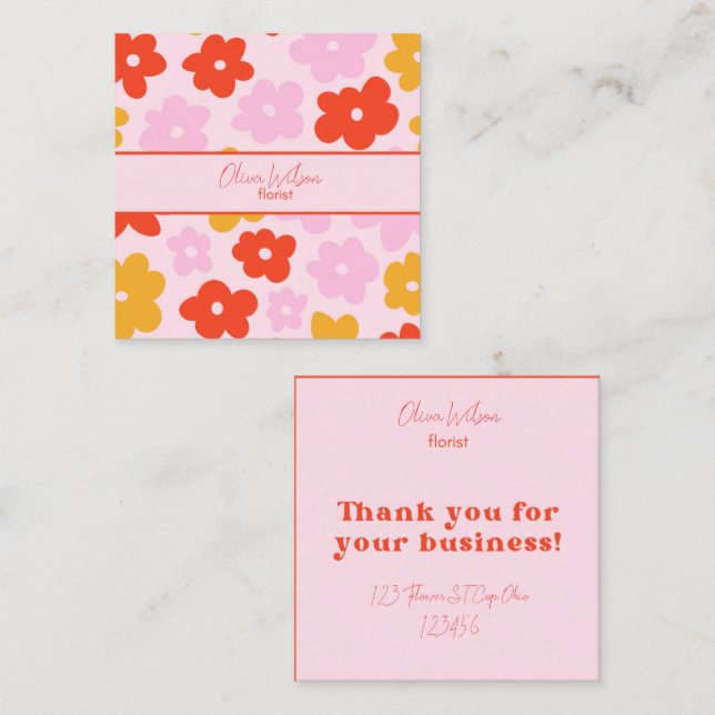 Cartes d'entreprise fleuriste (Devant / Derrière)