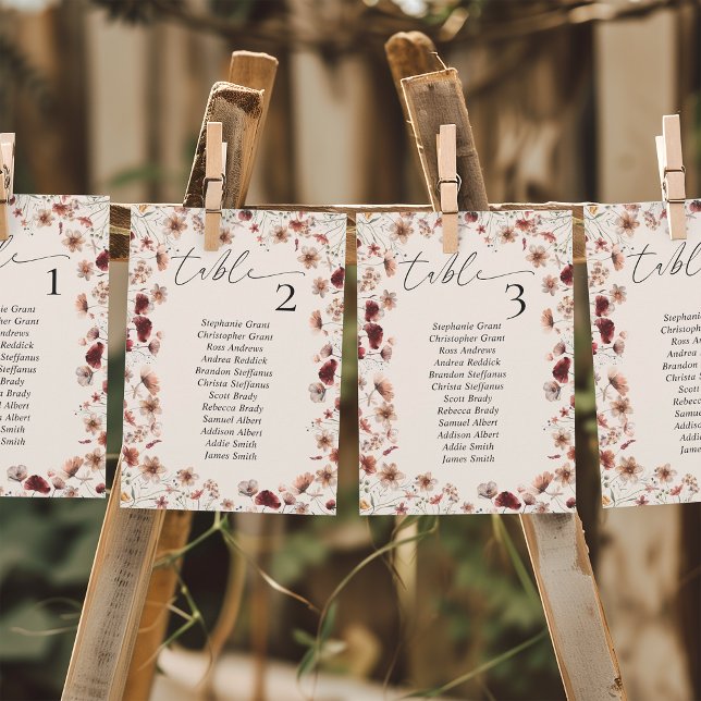 Cartes des signes du Mariage Fleur sauvage Boho (Créateur téléchargé)