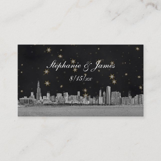 Cartes d'escorte Black Gold Star de Chicago Skylin (Devant)
