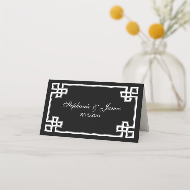 Cartes d'escorte de clé grecque blanche fantaisie  (Devant)