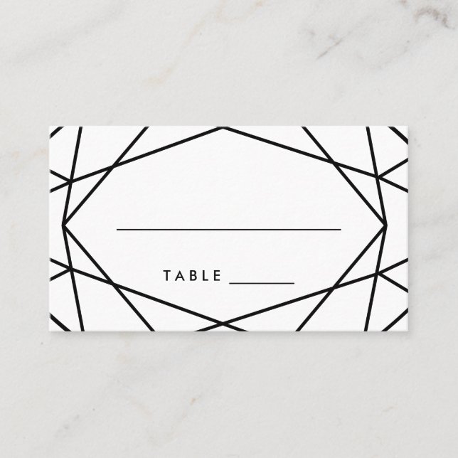 Cartes d'escorte de Mariage géométrique en noir et (Devant)