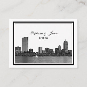 Cartes d'escorte encadrées Boston Skyline Etted #2