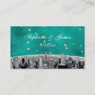 Cartes d'escorte Gold Star Turquoises NYC Skyline 