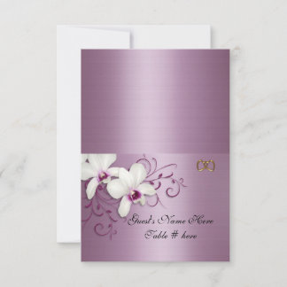 Cartes d'escorte Orchidées blanches lavande satin
