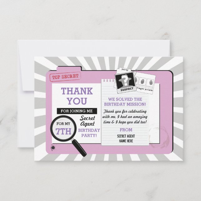 Cartes d'espion d'agent secret d'anniversaire de (Devant)