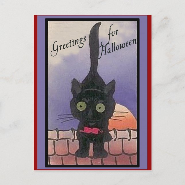 Cartes d'Halloween Chat Noir Cute (Devant)