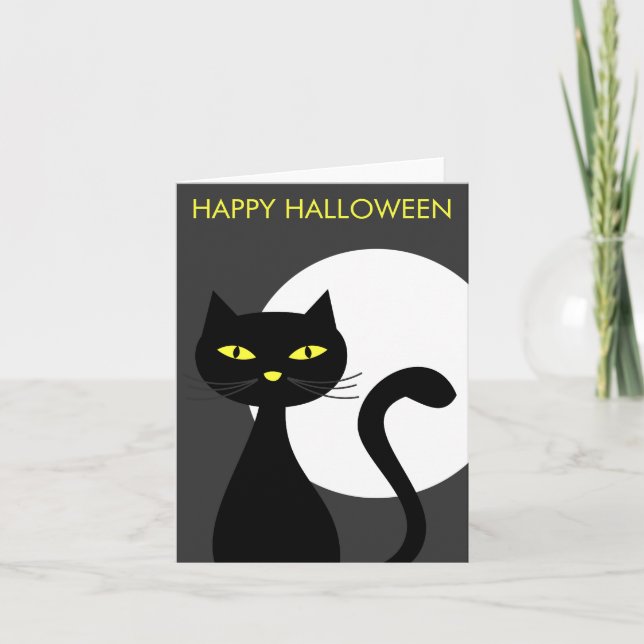 Cartes d'Halloween de chats noirs (Devant)