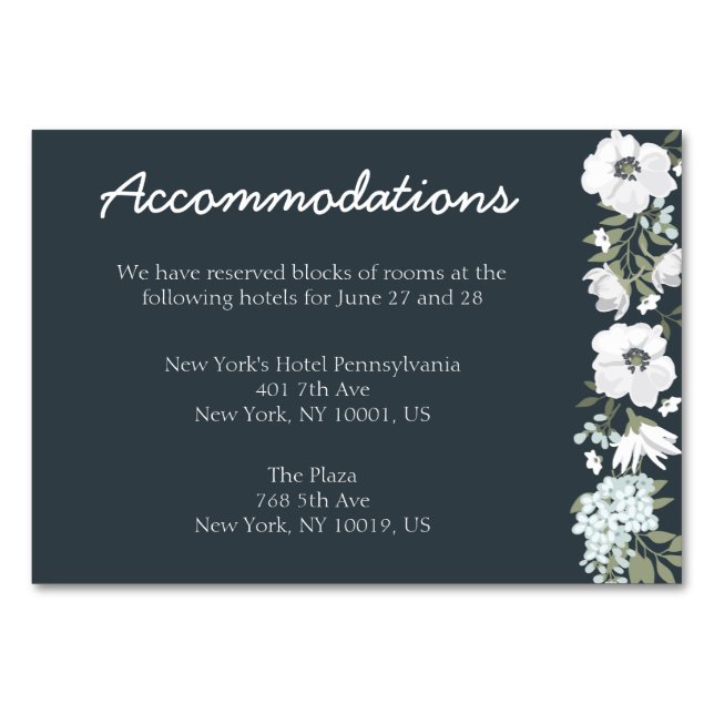 Cartes d'hébergement Floral Mariage (Devant)
