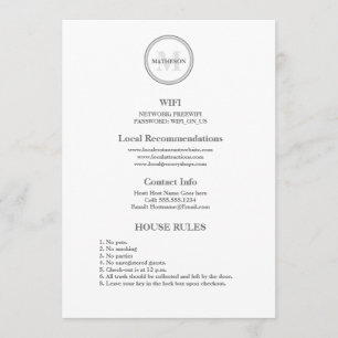 Cartes d'hôtellerie à monogramme pour les invités 
