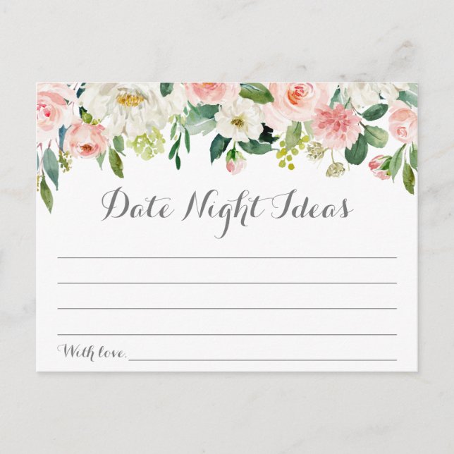 Cartes d'idées de nuit rose et blanc Fleur (Devant)