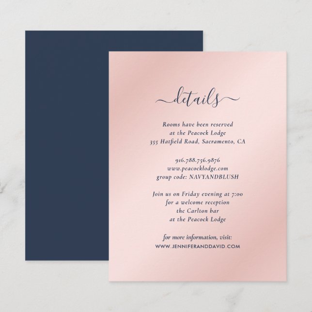 Cartes d'information de la marine Blue and Blush (Devant / Derrière)