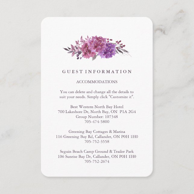 Cartes d'information de l'invité Boho Botanical (Devant)