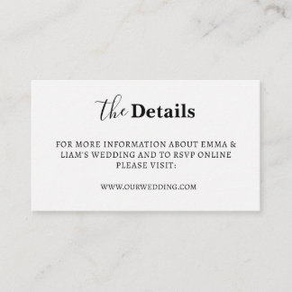 Cartes d'information de mariage blanc