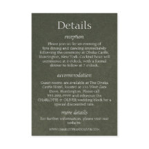 Cartes d'information de mariage élégantes vert sau