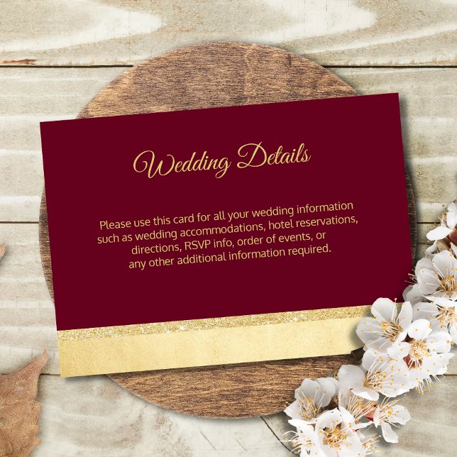 Cartes d'information de mariage en or de Bourgogne (Créateur téléchargé)
