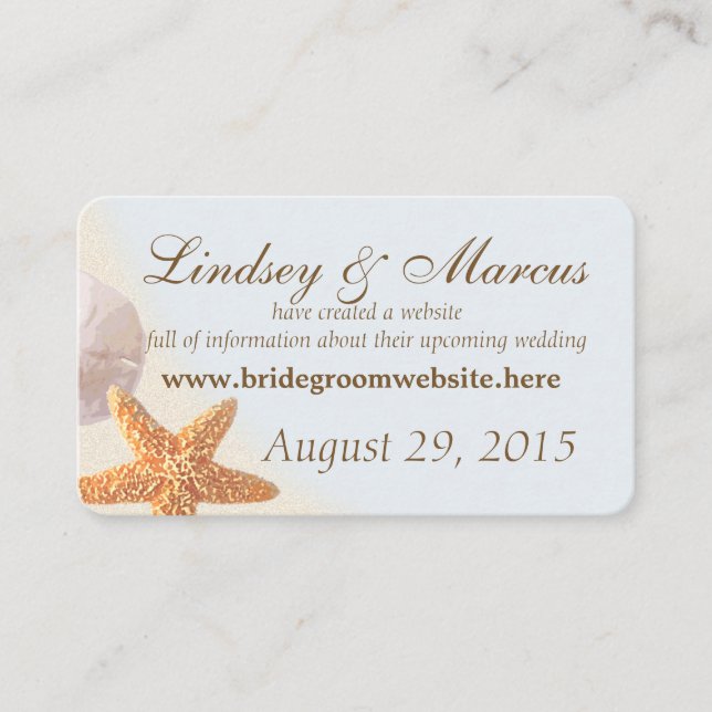 Cartes d'information de mariage Shell Beach (Devant)