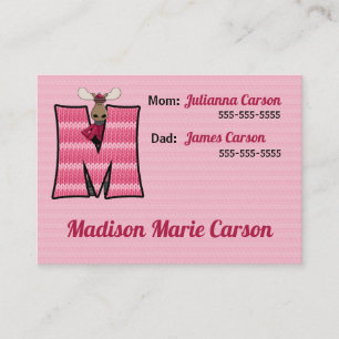 Cartes d'information d'urgence pour enfants Monogr
