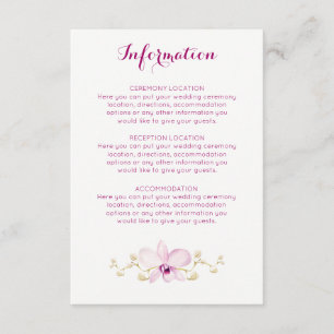 Cartes d'information florale Tropical Purple Orchi