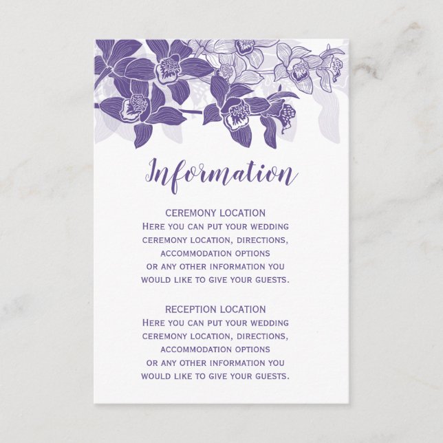 Cartes d'information Mariage Élégantes pour orchid (Devant)