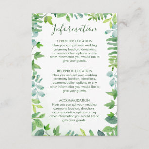 Cartes d'information Mariage Watercolor Green