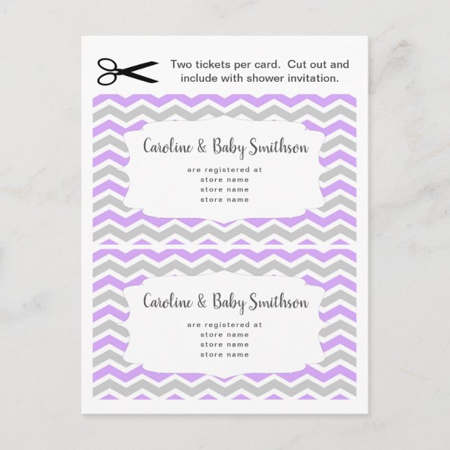 Cartes d'information pour Baby Shower, lavande vio (Devant)