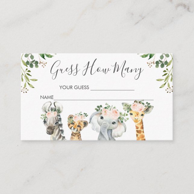 Cartes d'insertion Combien pour les Animaux de Saf (Devant)