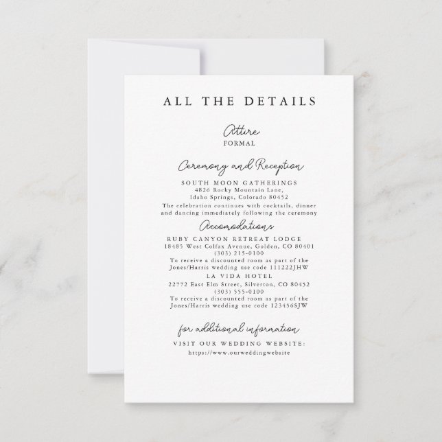 Cartes d'insertion de détails de mariage simples m (Devant)