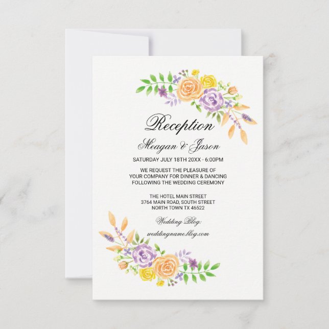 Cartes d'insertion de détails floraux pour récepti (Devant)