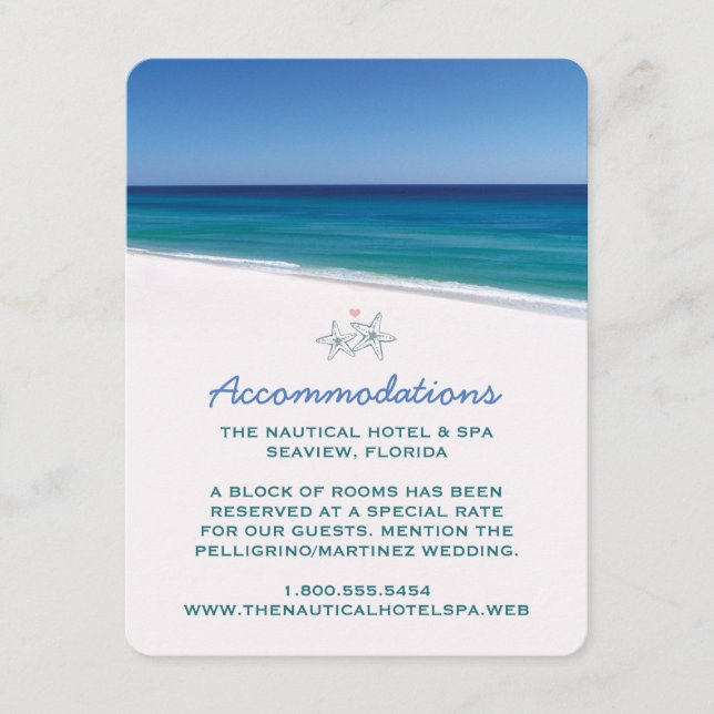 Cartes d'insertion de mariage de plage (Devant)