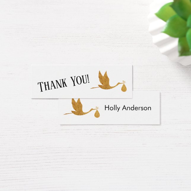Cartes d'insertion de Merci simple Faux Gold Stork (Bureau)