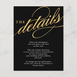 Cartes d'insertion de script noir et or moderne un