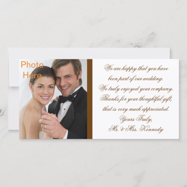 Cartes d'insertion photo - Merci Mariage (Devant)