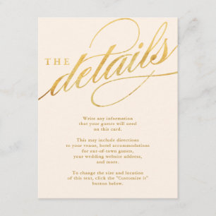 Cartes d'insertion pour Champagne & Gold Script mo