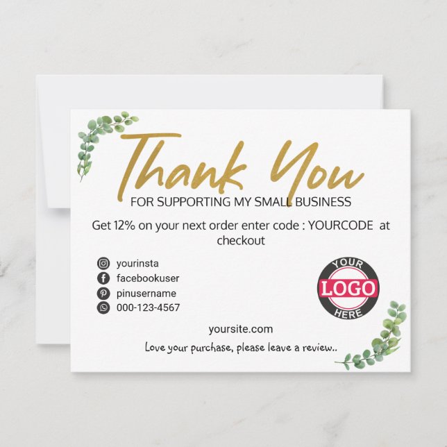 Cartes d'insertion pour entreprises vertes Gold (Devant)