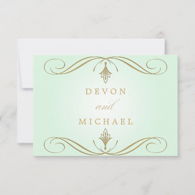 Cartes d'intervention Mariage de vent vert et d'or (Devant)