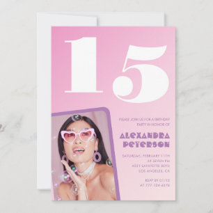 Cartes d'invitation 15ème anniversaire rose Photo
