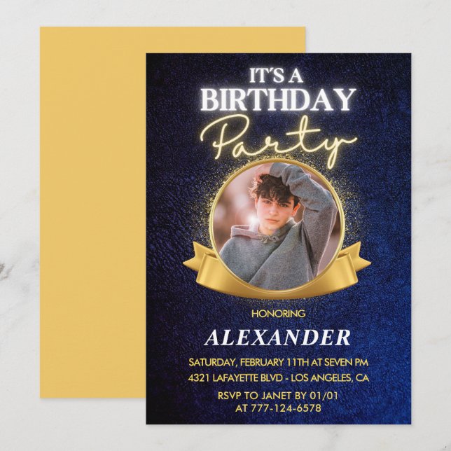 Cartes d'invitation 18 ans pour homme Élégant Chic (Devant / Derrière)